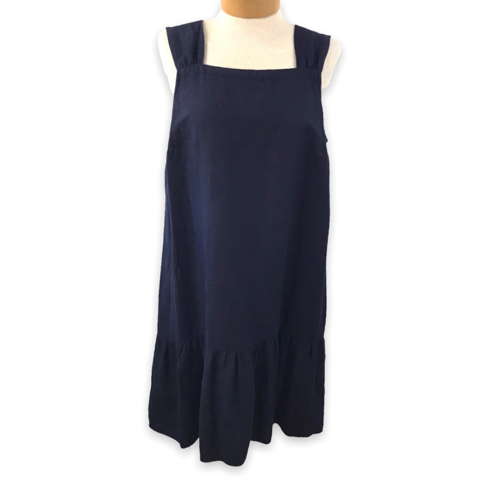 Loft square neck sleeveless navy dress